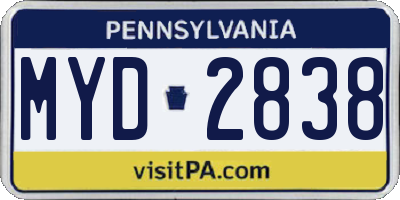 PA license plate MYD2838