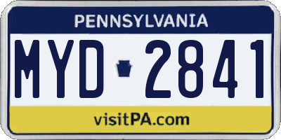 PA license plate MYD2841