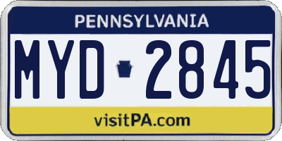PA license plate MYD2845
