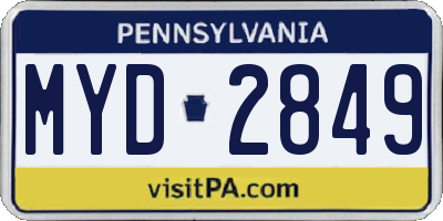 PA license plate MYD2849