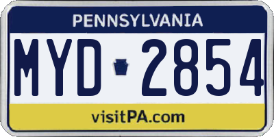 PA license plate MYD2854
