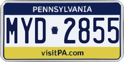 PA license plate MYD2855