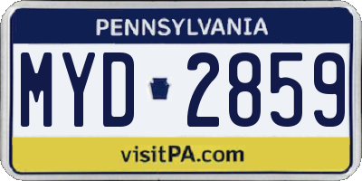 PA license plate MYD2859