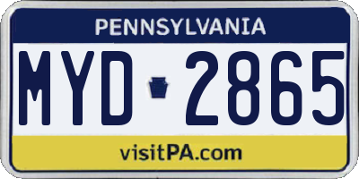 PA license plate MYD2865