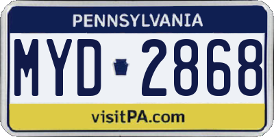 PA license plate MYD2868