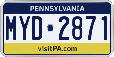 PA license plate MYD2871