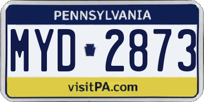 PA license plate MYD2873
