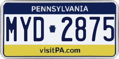 PA license plate MYD2875