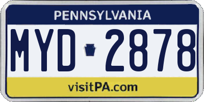 PA license plate MYD2878