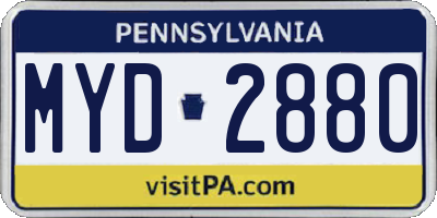 PA license plate MYD2880