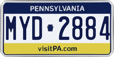PA license plate MYD2884