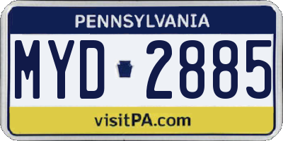 PA license plate MYD2885