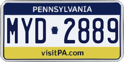 PA license plate MYD2889