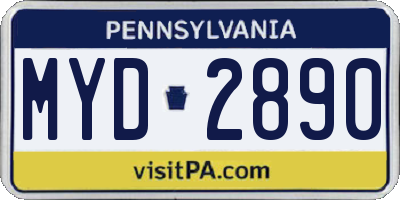 PA license plate MYD2890