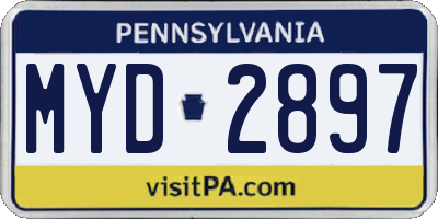 PA license plate MYD2897