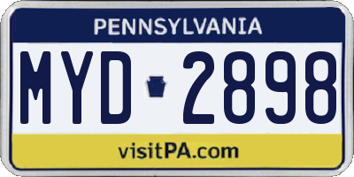 PA license plate MYD2898