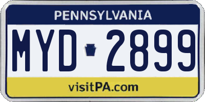 PA license plate MYD2899