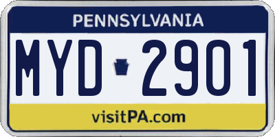 PA license plate MYD2901
