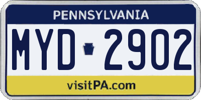 PA license plate MYD2902