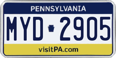 PA license plate MYD2905