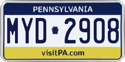 PA license plate MYD2908