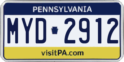 PA license plate MYD2912