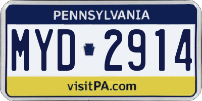 PA license plate MYD2914