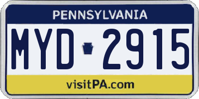 PA license plate MYD2915
