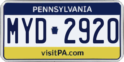 PA license plate MYD2920