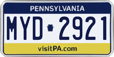 PA license plate MYD2921