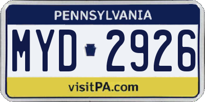 PA license plate MYD2926