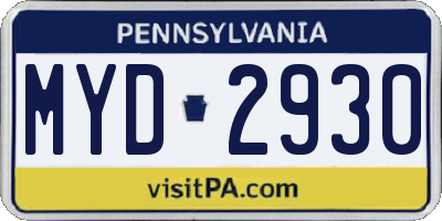PA license plate MYD2930