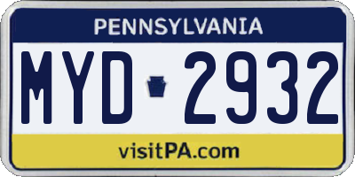 PA license plate MYD2932