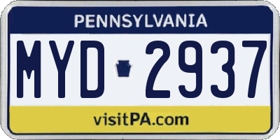 PA license plate MYD2937