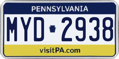 PA license plate MYD2938
