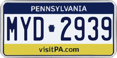 PA license plate MYD2939