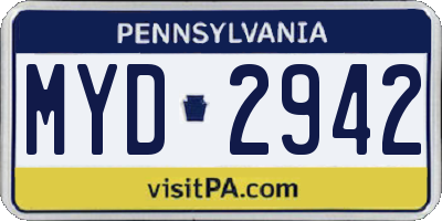 PA license plate MYD2942
