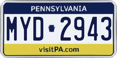 PA license plate MYD2943