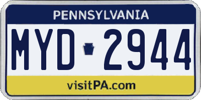 PA license plate MYD2944
