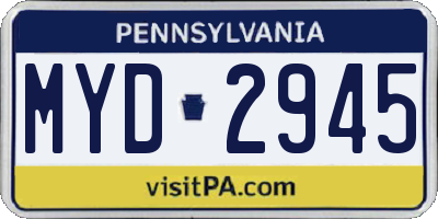 PA license plate MYD2945
