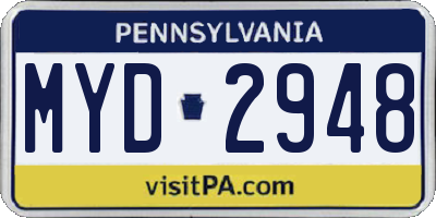 PA license plate MYD2948