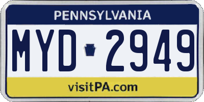 PA license plate MYD2949