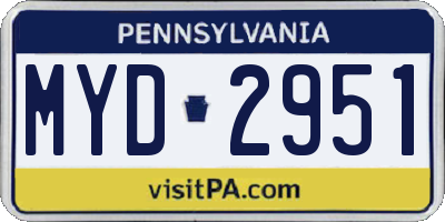 PA license plate MYD2951