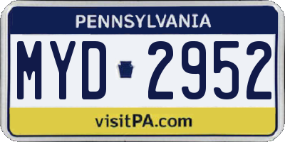 PA license plate MYD2952