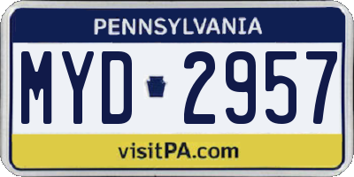 PA license plate MYD2957
