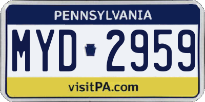 PA license plate MYD2959