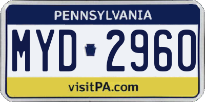 PA license plate MYD2960