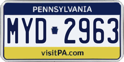 PA license plate MYD2963