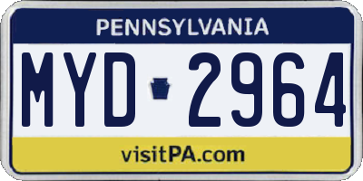 PA license plate MYD2964