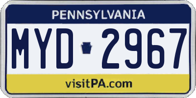 PA license plate MYD2967